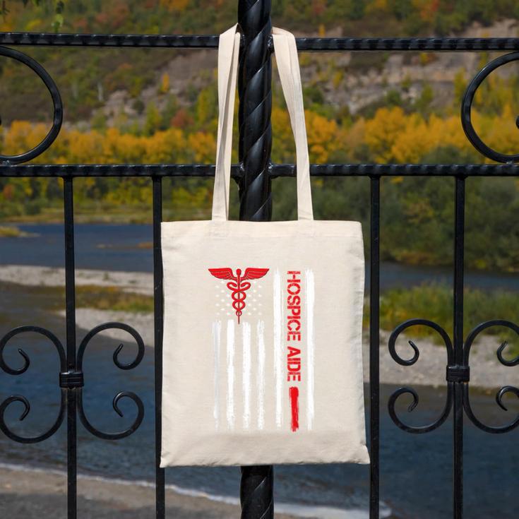 Hospice Aide American Flag Nurses Graduation Medical Canvas Tote Bag