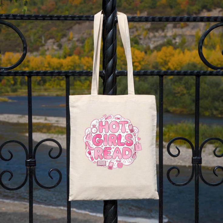 Hot Girls Read Pink Aesthetic Book Lover Reading Canvas Tote Bag