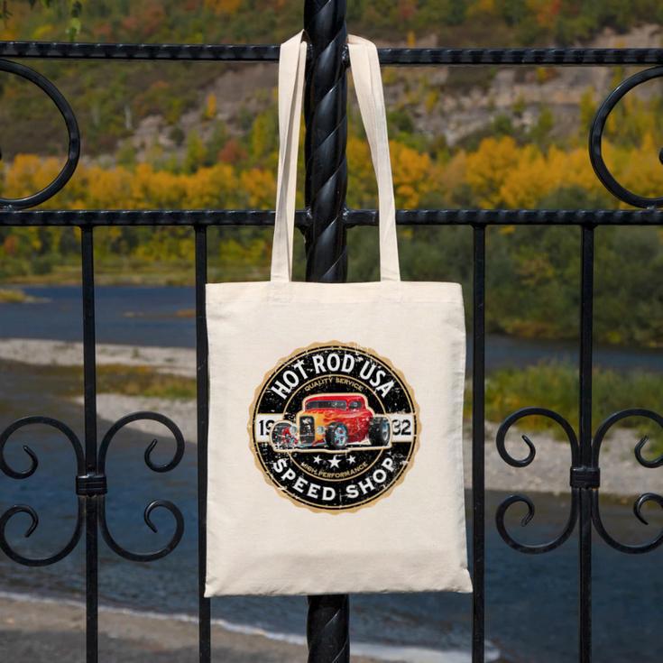 Hotrod Custom Car Automotive Nostalgia Distressed Premium Tri-Blend Canvas Tote Bag