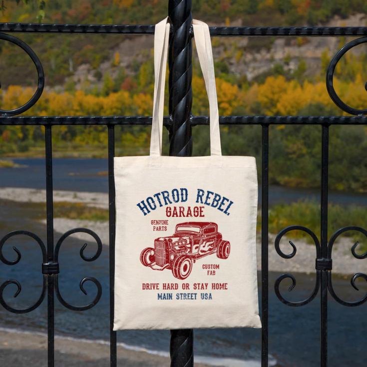 Hotrod Rebel Automotive Nostalgia Old Car Distressed Premium Tri-Blend Canvas Tote Bag