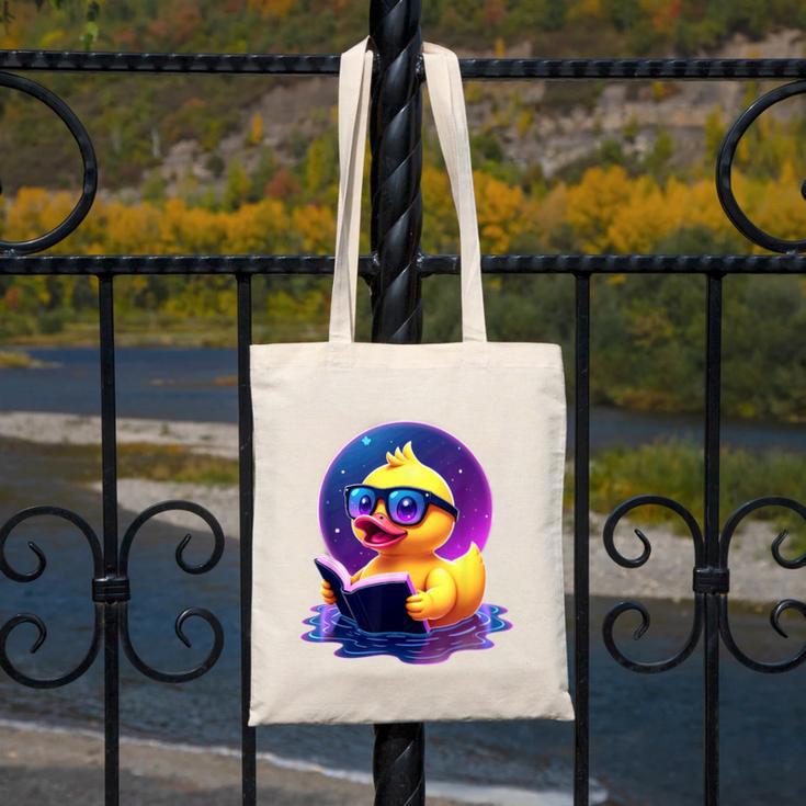 Humor Rubber Duck Reading Book Canvas Tote Bag