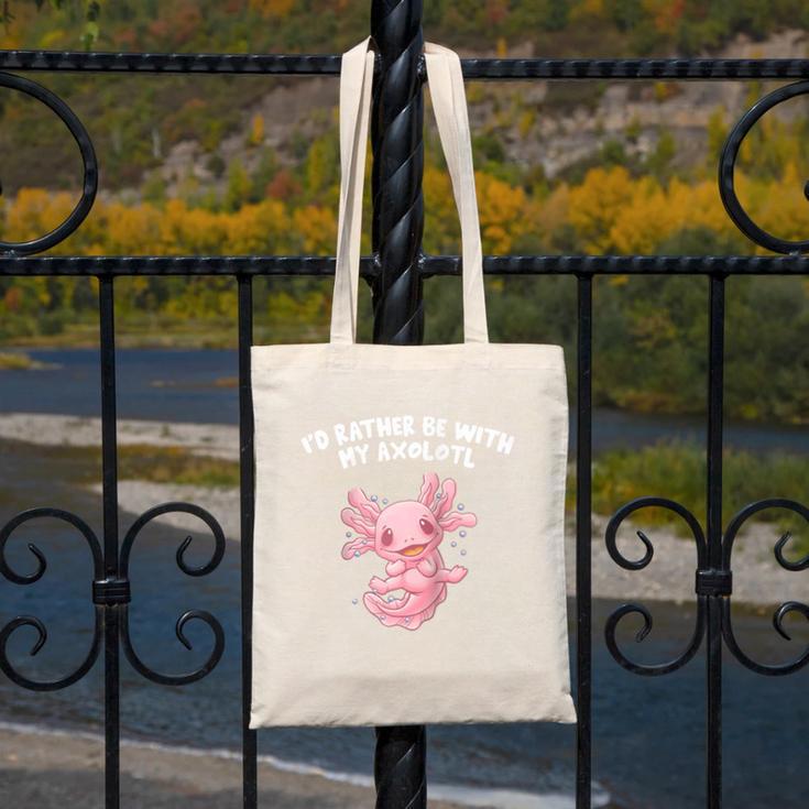 Id Rather Be With My Axolotl Salamander Introvert Raglan Baseball Tee Canvas Tote Bag