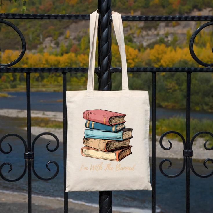 I'm With The Banned Read Banned Books Bookworm Men Women Canvas Tote Bag