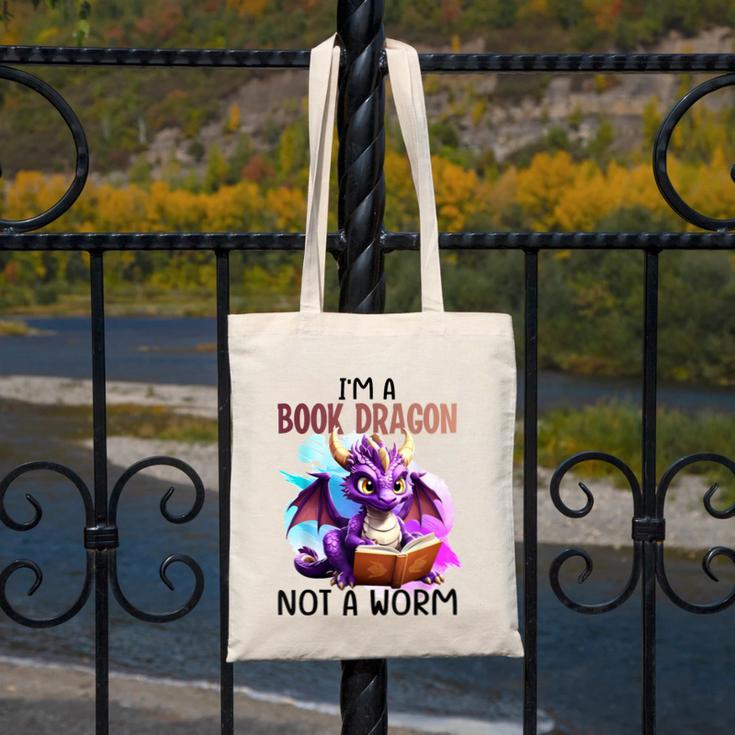 I'm A Book Dragon Not A Worm Canvas Tote Bag