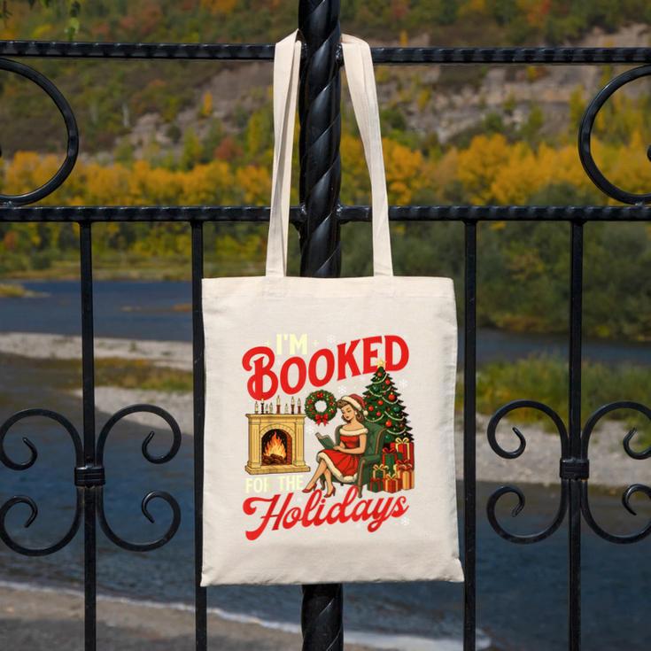 I'm Booked For The Holidays Christmas Reading Bookworm Xmas Canvas Tote Bag I'm Booked For The Holidays Christmas Reading Bookworm Xmas Canvas Tote Bag