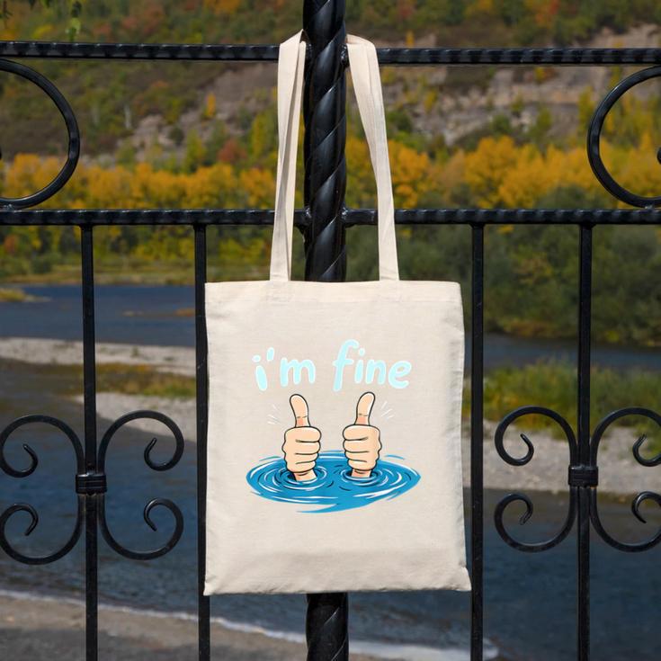 I'm Fine Drowning Thumbs Up Introvert Meme Humor Canvas Tote Bag