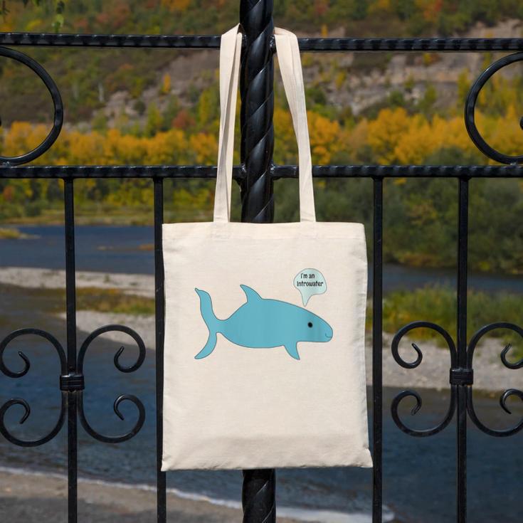 I'm An Introwater Cute Whale I'm An Introvert Canvas Tote Bag