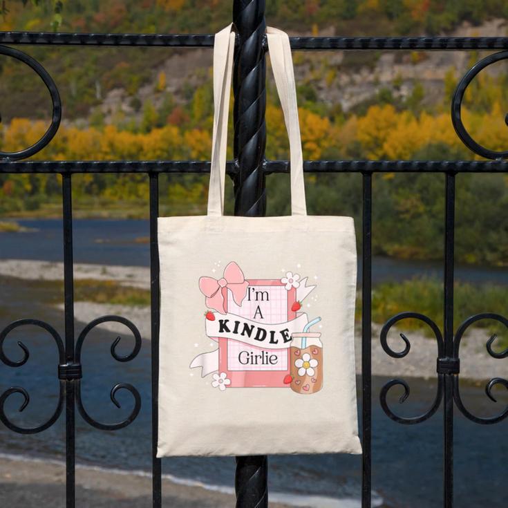 I'm A Kindle Girlie Book Lover Bookish Canvas Tote Bag I'm A Kindle Girlie Book Lover Bookish Canvas Tote Bag