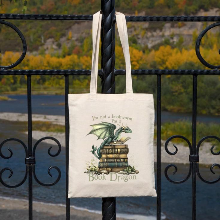 I'm Not A Bookworm I'm A Book Dragon Canvas Tote Bag