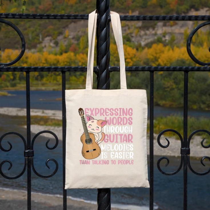 Introvert Guitarist Expressing Words Through Guitar Melody Canvas Tote Bag
