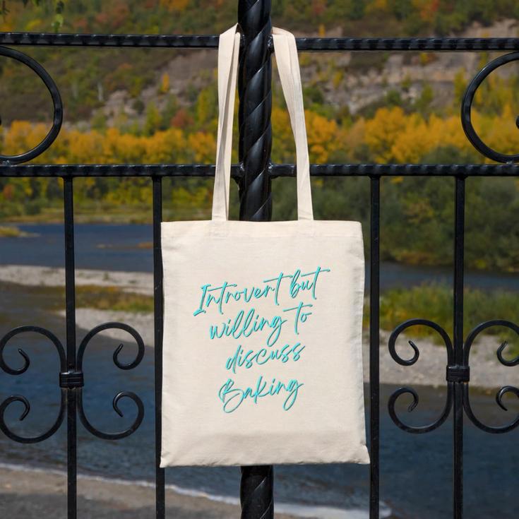 Introvert But Willing To Discuss Baking Canvas Tote Bag Introvert But Willing To Discuss Baking Canvas Tote Bag