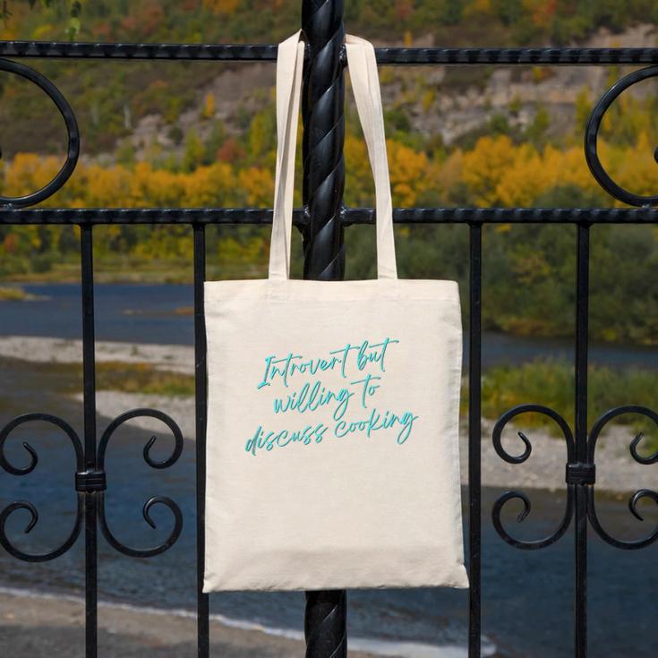 Introvert But Willing To Discuss Cooking Canvas Tote Bag Introvert But Willing To Discuss Cooking Canvas Tote Bag