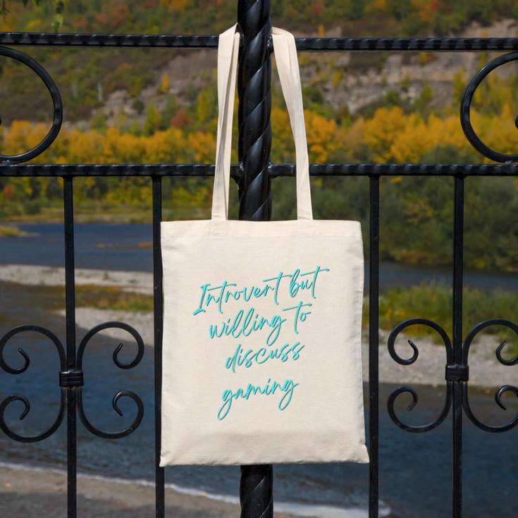Introvert But Willing To Discuss Gaming Canvas Tote Bag Introvert But Willing To Discuss Gaming Canvas Tote Bag