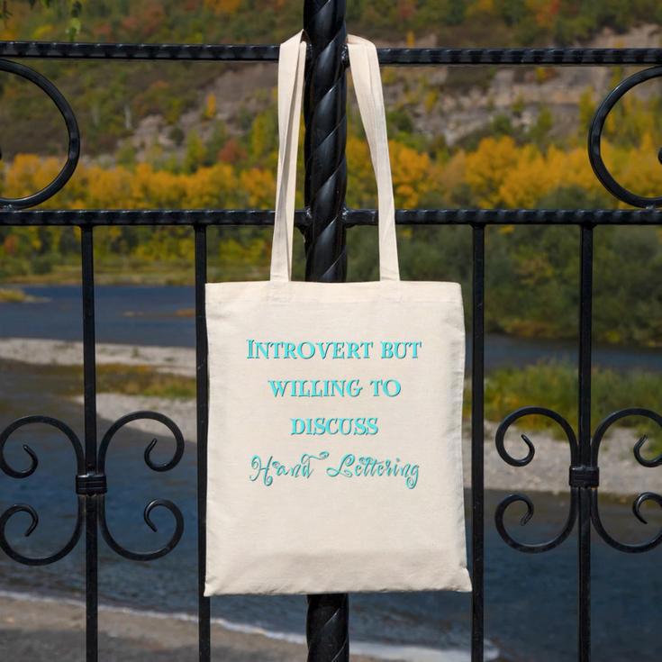 Introvert But Willing To Discuss Hand Lettering Canvas Tote Bag Introvert But Willing To Discuss Hand Lettering Canvas Tote Bag