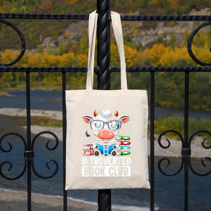 Introverted Book Club Reading Lover Cow Canvas Tote Bag Introverted Book Club Reading Lover Cow Canvas Tote Bag