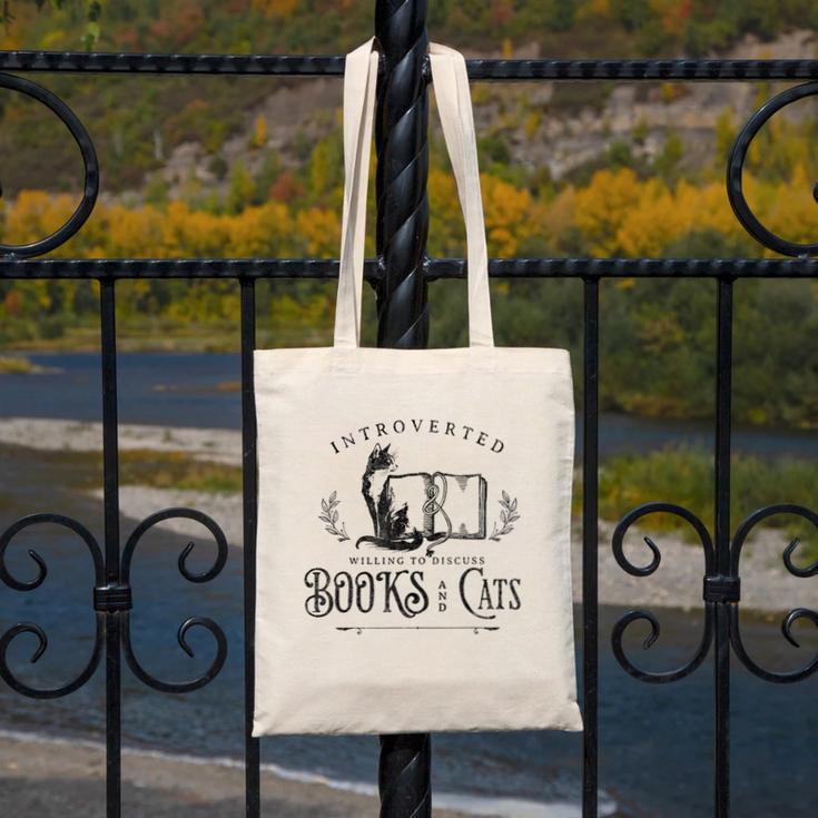 Introverted But Willing To Discuss Cats And Books Canvas Tote Bag