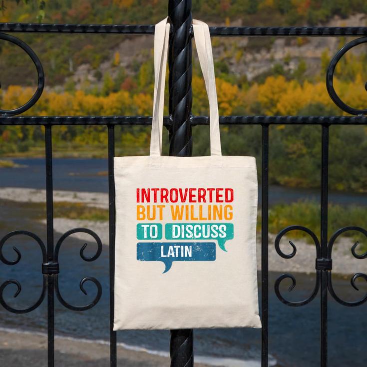 Introverted But Willing To Discuss Latin Canvas Tote Bag Introverted But Willing To Discuss Latin Canvas Tote Bag