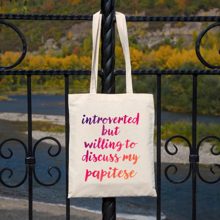 Introverted Willing To Discuss Papitese Introvert Canvas Tote Bag Introverted Willing To Discuss Papitese Introvert Canvas Tote Bag