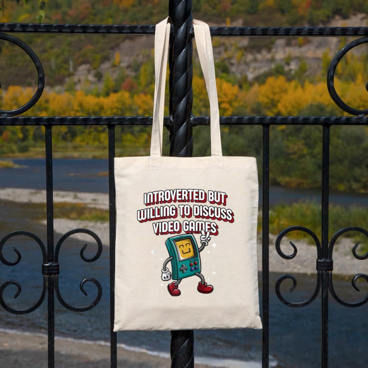 Introverted But Willing To Discuss Video Games Introvert Raglan Baseball Tee Canvas Tote Bag Introverted But Willing To Discuss Video Games Introvert Raglan Baseball Tee Canvas Tote Bag