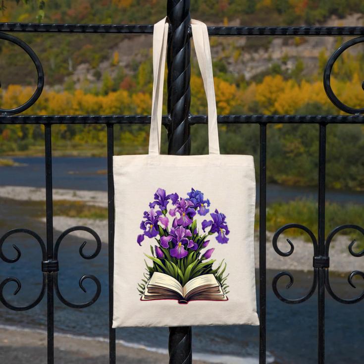 Irises Flowers Book Iris Floral Canvas Tote Bag