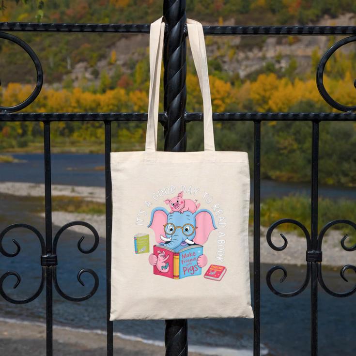 Its A Good Day To Read A Book Cute Elephant And Pig Edition Canvas Tote Bag