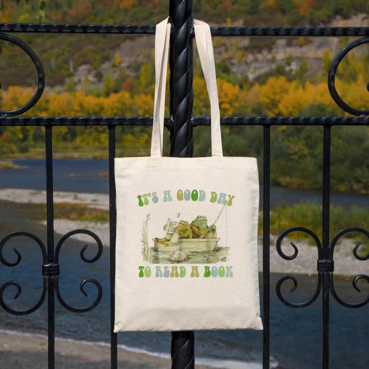 It's A Good Day To Read A Book Shirt Frog Reading Book Canvas Tote Bag