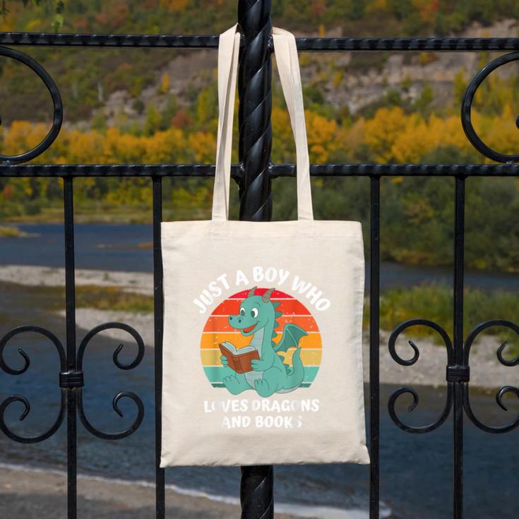 Just A Boy Who Loves Dragons And Books Kids Toddler Baby 5T Canvas Tote Bag