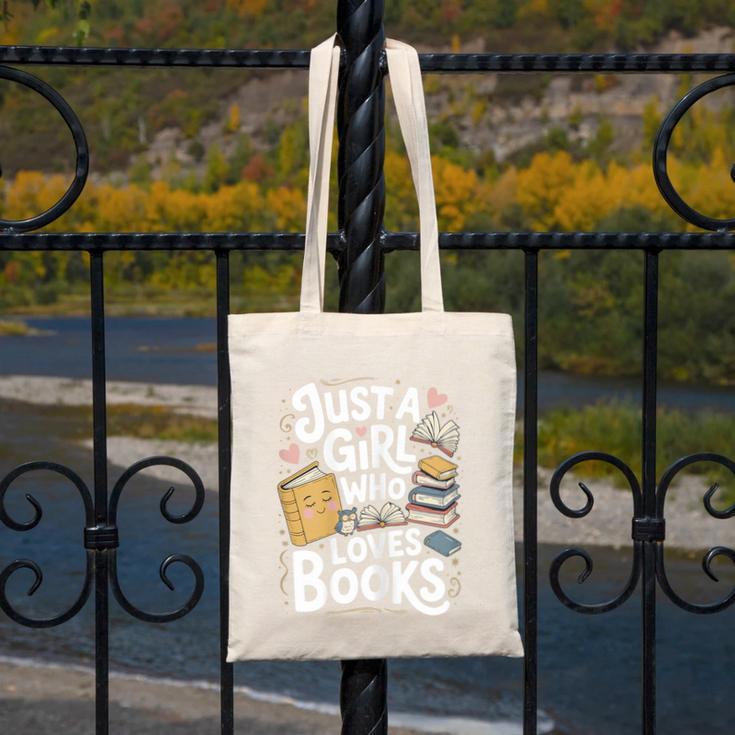 Just a Girl Who Loves Books Bookish Readers Book Lover Girls Canvas Tote Bag