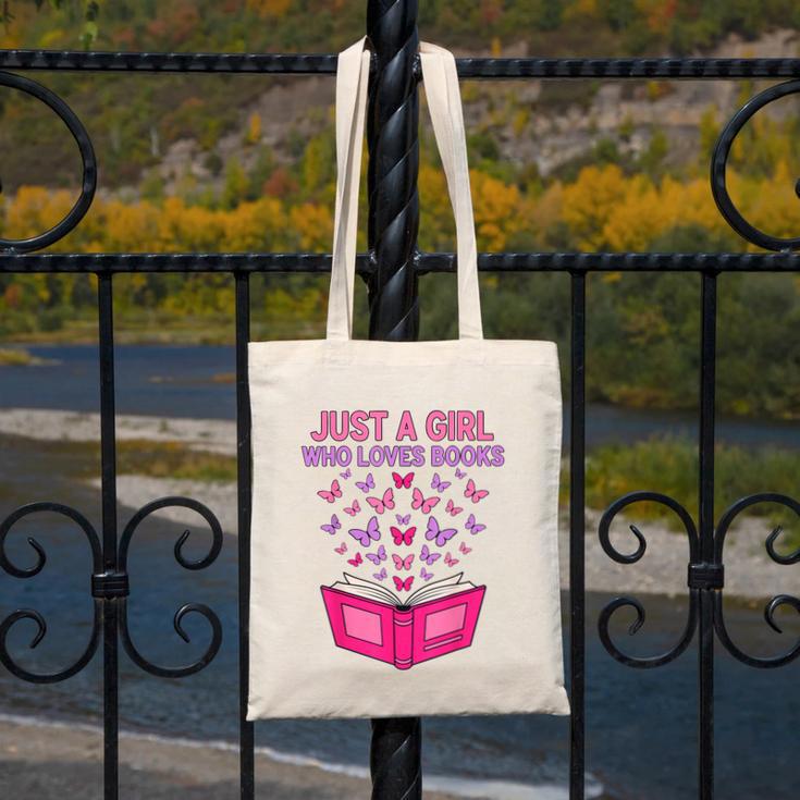 Just A Girl Who Loves Books Butterflies Reading Canvas Tote Bag Just A Girl Who Loves Books Butterflies Reading Canvas Tote Bag