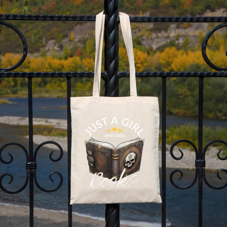 Just A Girl Who Loves Books Witchcraft Spell Book Halloween Canvas Tote Bag Just A Girl Who Loves Books Witchcraft Spell Book Halloween Canvas Tote Bag