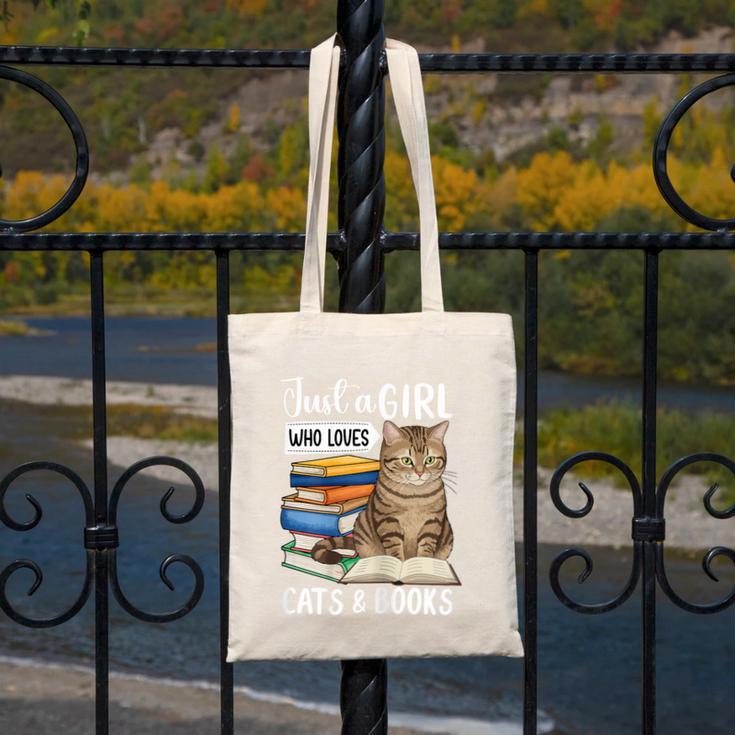 Just a Girl Who Loves Cats And Books Canvas Tote Bag
