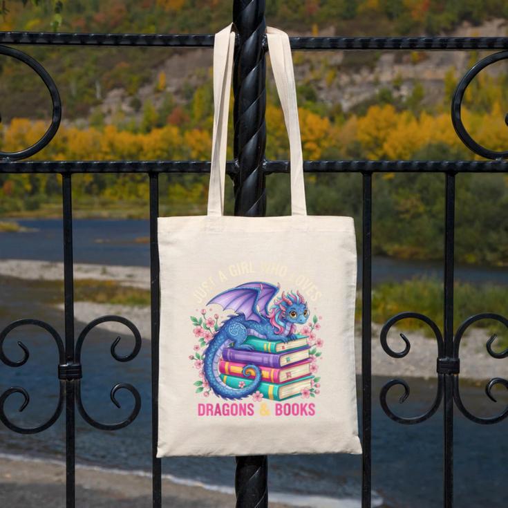 Just a Girl Who Loves Dragons And Books Dragon Reading Canvas Tote Bag