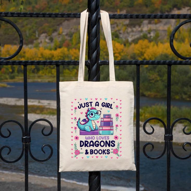 Just A Girl Who Loves Dragons And Books Lover Reading Book Canvas Tote Bag