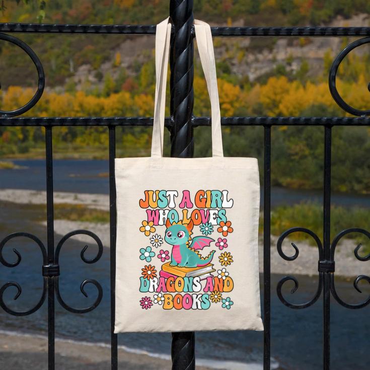 Just A Girl Who Loves Dragons And Books Reading Bookworm Canvas Tote Bag