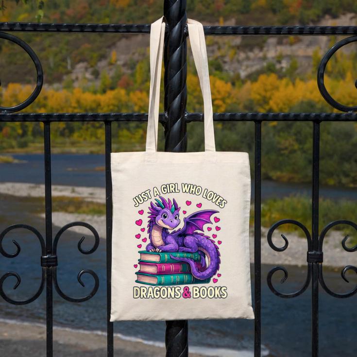 Just a Girl Who Loves Dragons And Books Reading Canvas Tote Bag