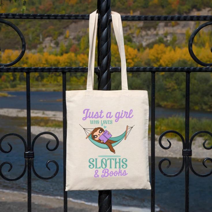 Just a Girl Who Loves Sloths And Books Canvas Tote Bag Just a Girl Who Loves Sloths And Books Canvas Tote Bag