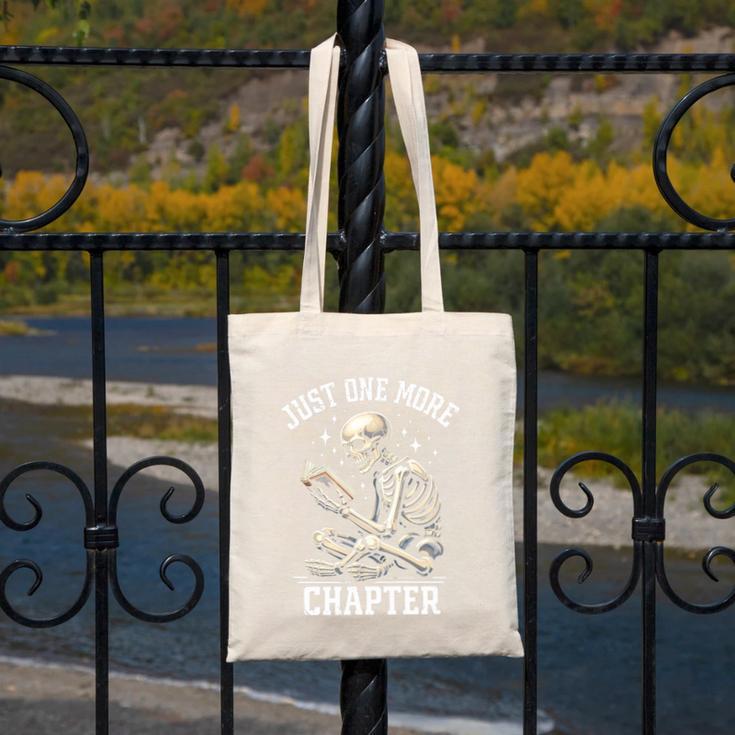 Just One More Chapter Reading Skeleton Book Lover Premium Tri-Blend Canvas Tote Bag