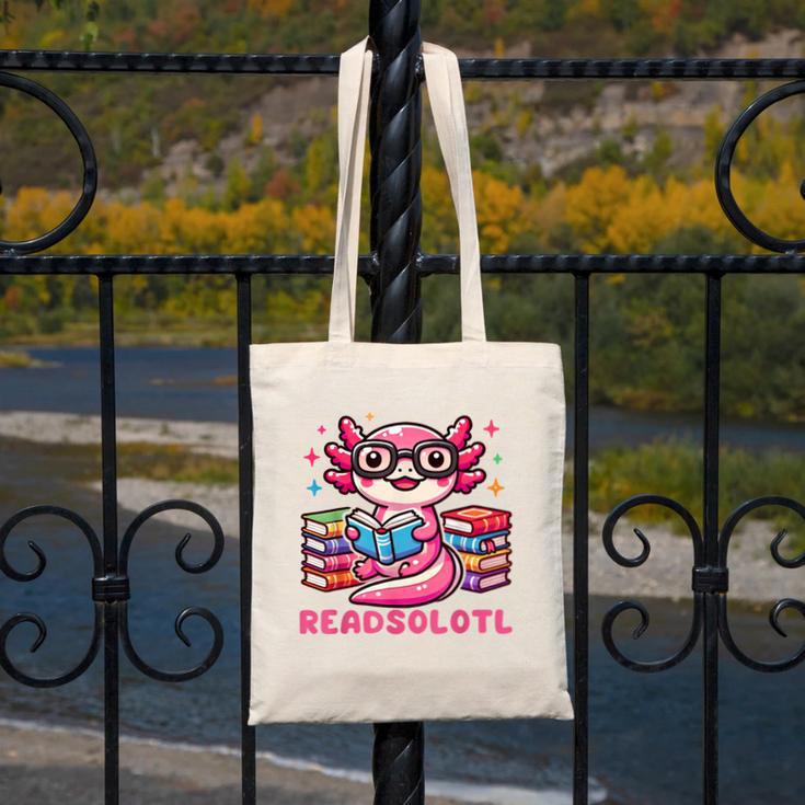 Kawaii Axolotl Readsolotl Book Lover Reading Bookworm Girls Canvas Tote Bag