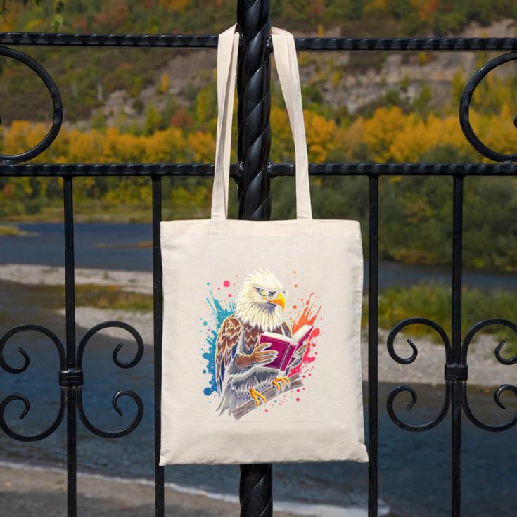 Kawaii Eagle Reads Book Reading Library Book Bookworm Canvas Tote Bag Kawaii Eagle Reads Book Reading Library Book Bookworm Canvas Tote Bag