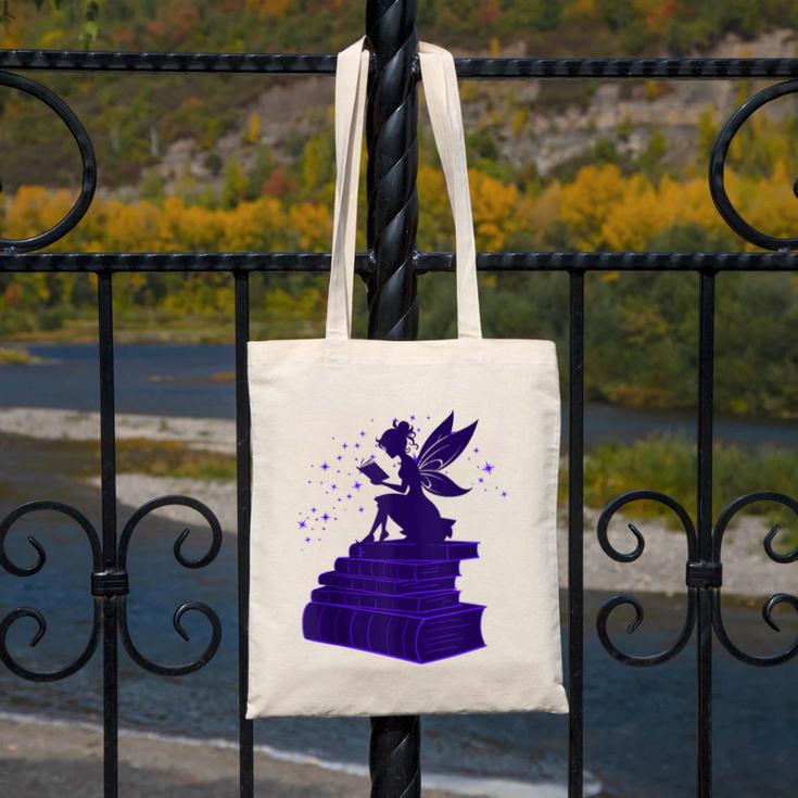 Kawaii Fairy Bookish Book Lover Library Read Canvas Tote Bag