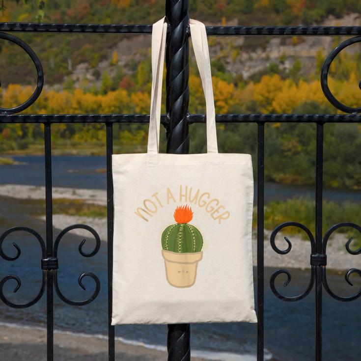 Kawaii Grumpy Cactus Not a Hugger Plant Introvert Canvas Tote Bag Kawaii Grumpy Cactus Not a Hugger Plant Introvert Canvas Tote Bag