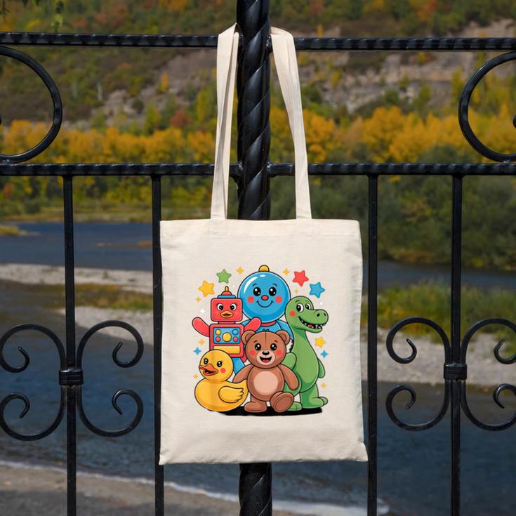 Kidcore Aesthetic Retro Vibes Colorful Cartoon Nostalgia Canvas Tote Bag