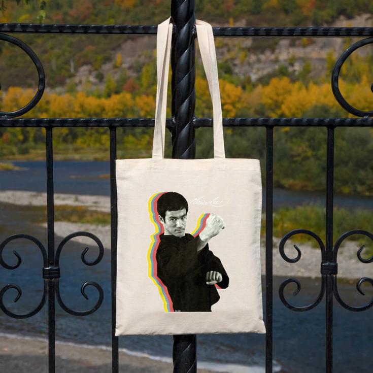 Kids Bruce Lee Photo From Fighting Method Book Kids Canvas Tote Bag