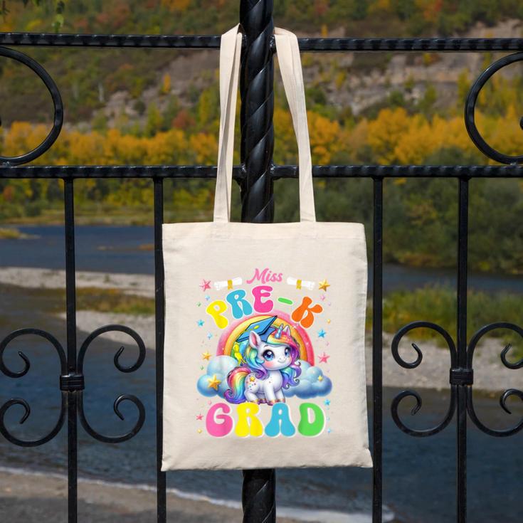Kids Miss Pre-K Grad Graduation Cute Unicorn Rainbow Girls Canvas Tote Bag