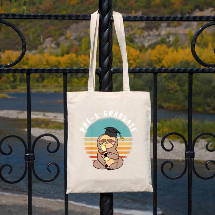 Kids Pre-K Graduate Sloth Cap And Gown Cute Preschool Graduation Canvas Tote Bag