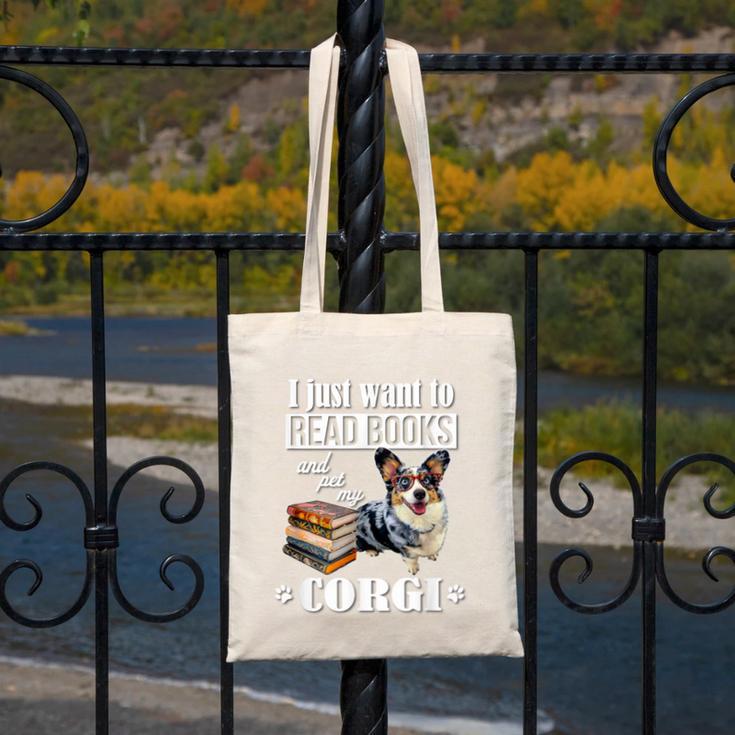 Kids Read Books & Pet My Blue Merle Corgi Lover Canvas Tote Bag