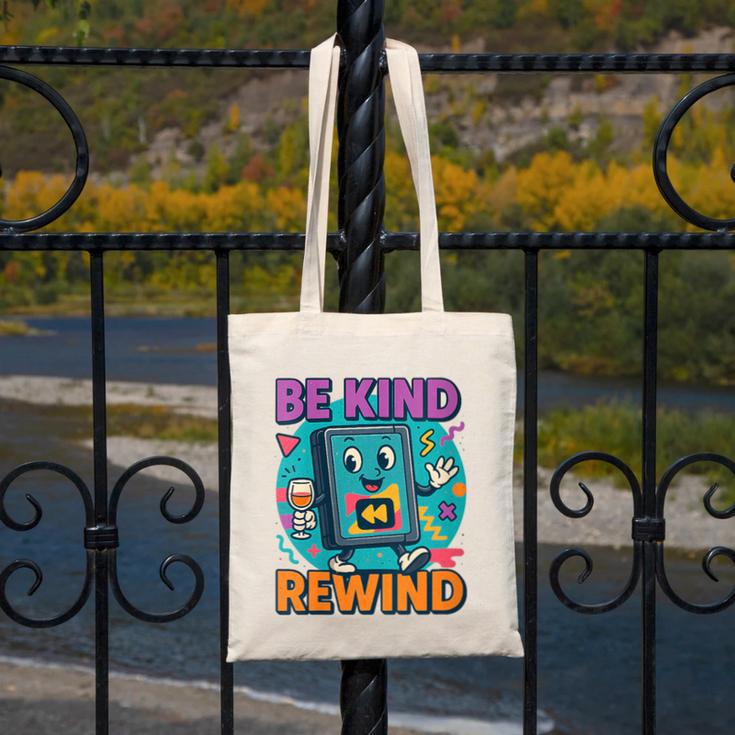 Be Kind Rewind 90s VHS Nostalgia Retro Canvas Tote Bag