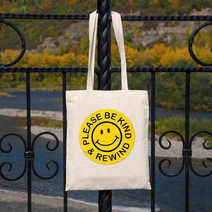 Be Kind Rewind Shirt Retro Nostalgia Sticker 80s 90s Tee Premium Tri-Blend Canvas Tote Bag