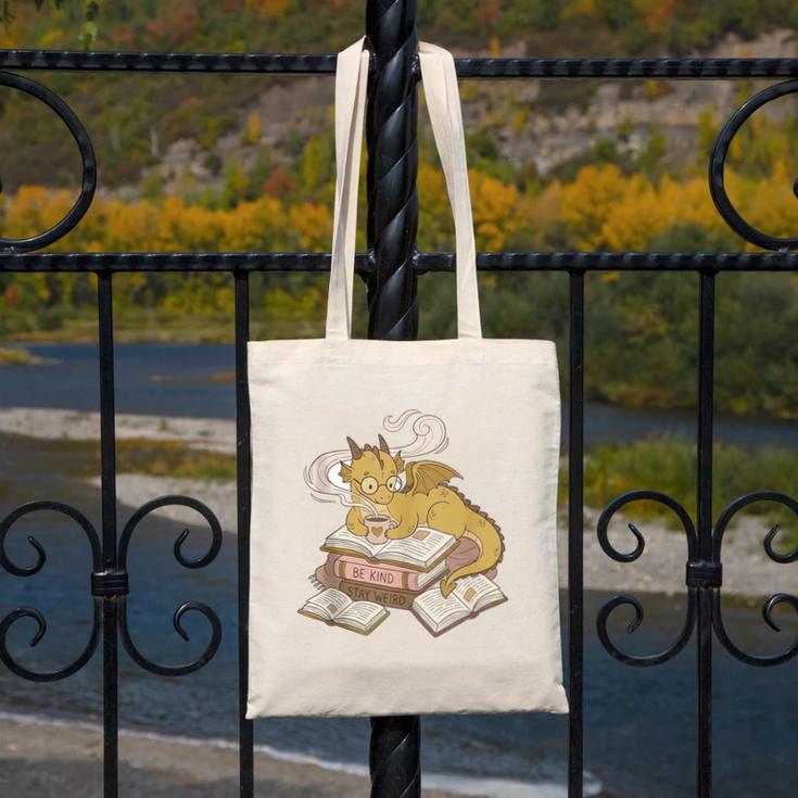 Be Kind Stay Weird Read Books Cute Dragon Canvas Tote Bag Be Kind Stay Weird Read Books Cute Dragon Canvas Tote Bag