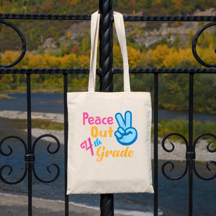 Last Day Of School Peace Out Grade 4 Graduation Kids Canvas Tote Bag